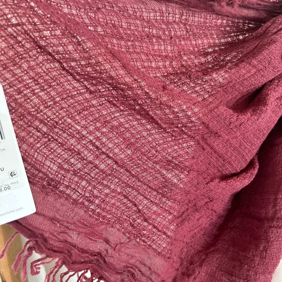 NWT Eileen Fisher Scarf Rose 100% Virgin Wool Gauze Fringe - Picture 5 of 8